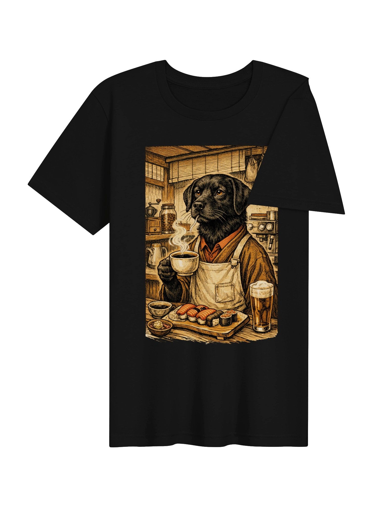 Dog Barista T-Shirt - Vintage Black Lab Coffee Shop Graphic Tee product image (23)