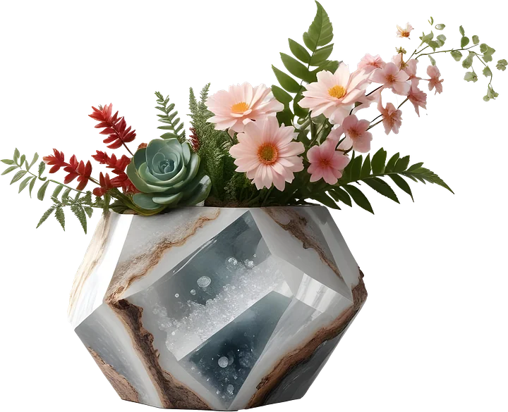 Boho Bliss – Gemstone-Inspired Floral Vase PNG product image (1)