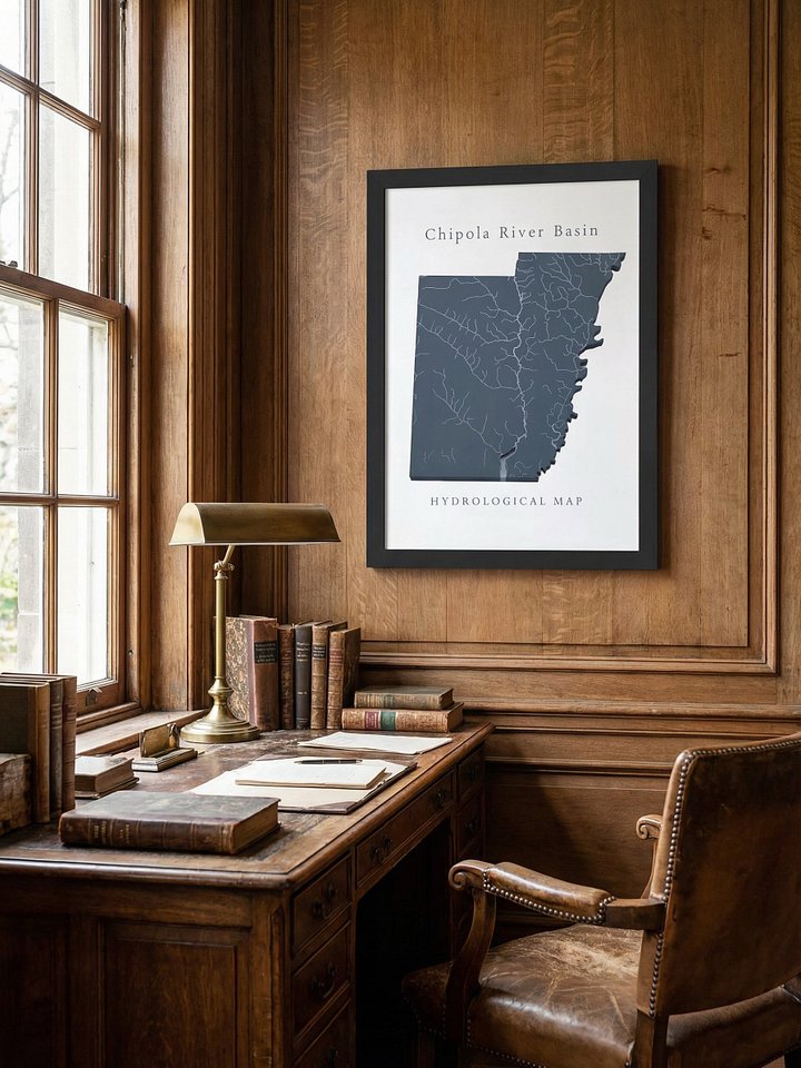 Chipola River Basin — Hydrological Map (Framed Print) product image (1)