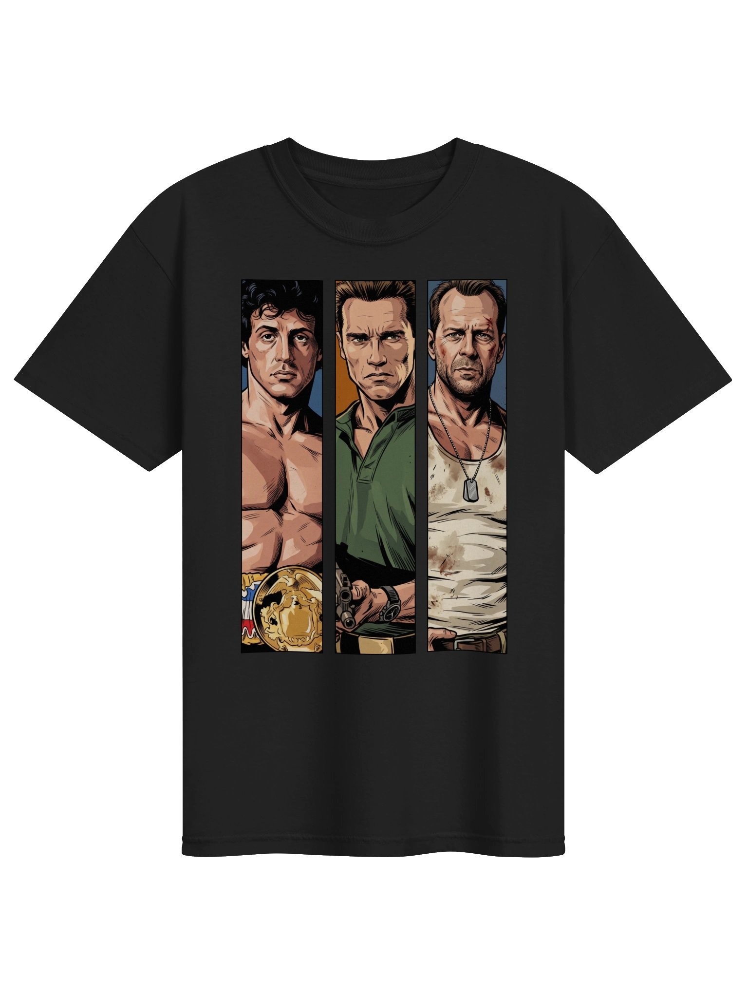 Stallone, Schwarzenegger, Willis Action Trio T-Shirt product image (1)