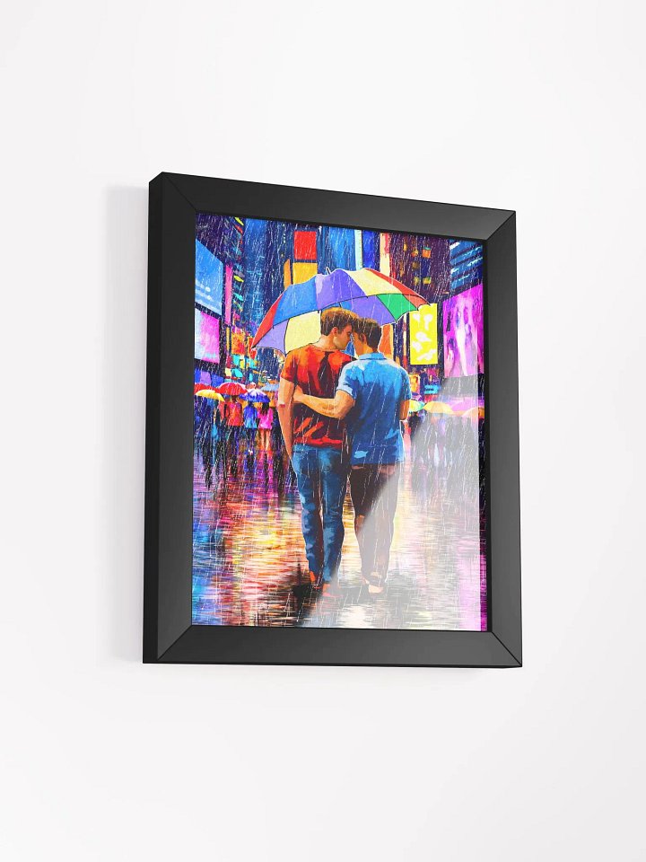 Rain In Times Square - Gay Couple Art Studio Framed Print product image (2)
