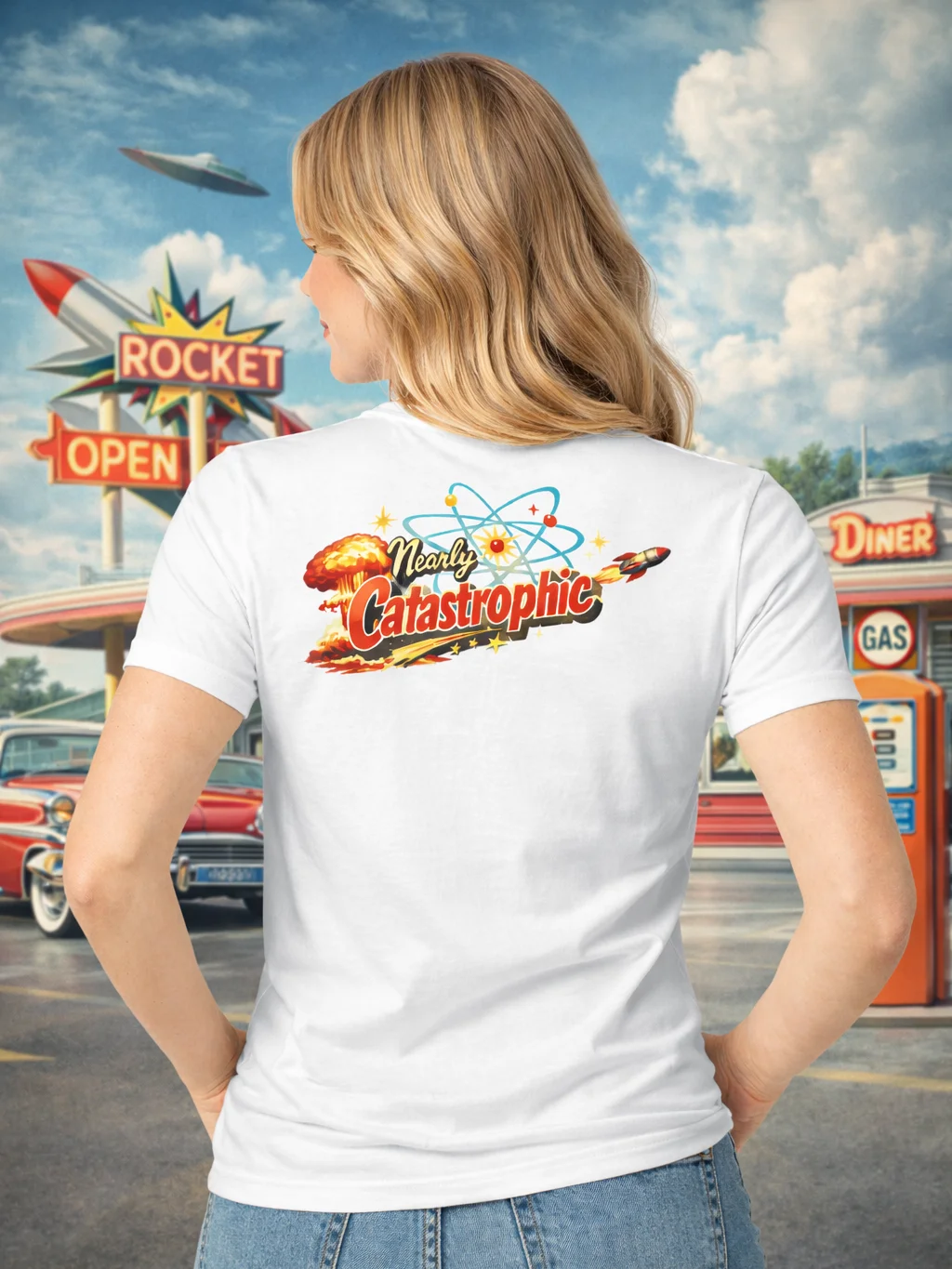 Nearly Catastrophic Atomic Era T-Shirt – Retro 1950s Sci-Fi Explosion Graphic Tee | Mid-Century Modern Vintage Style Shirt product image (31)
