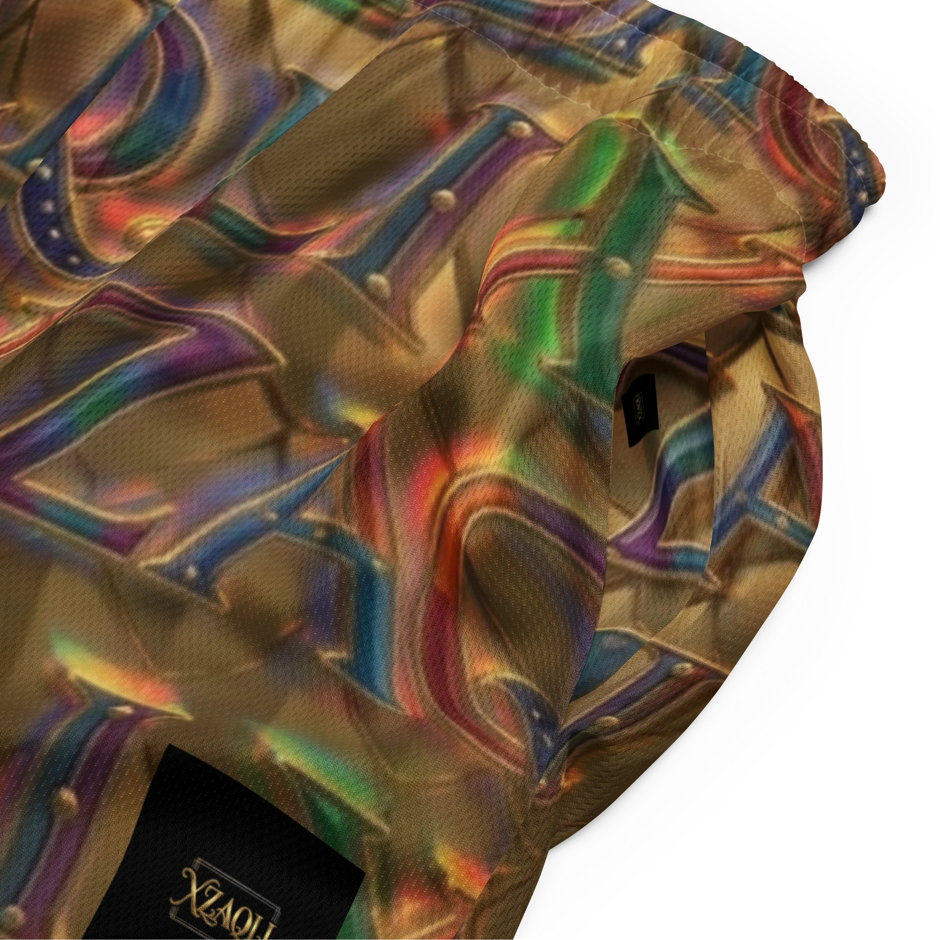XZAQLI Men's Liquid Gold Monogram Mesh Shorts product image (3)