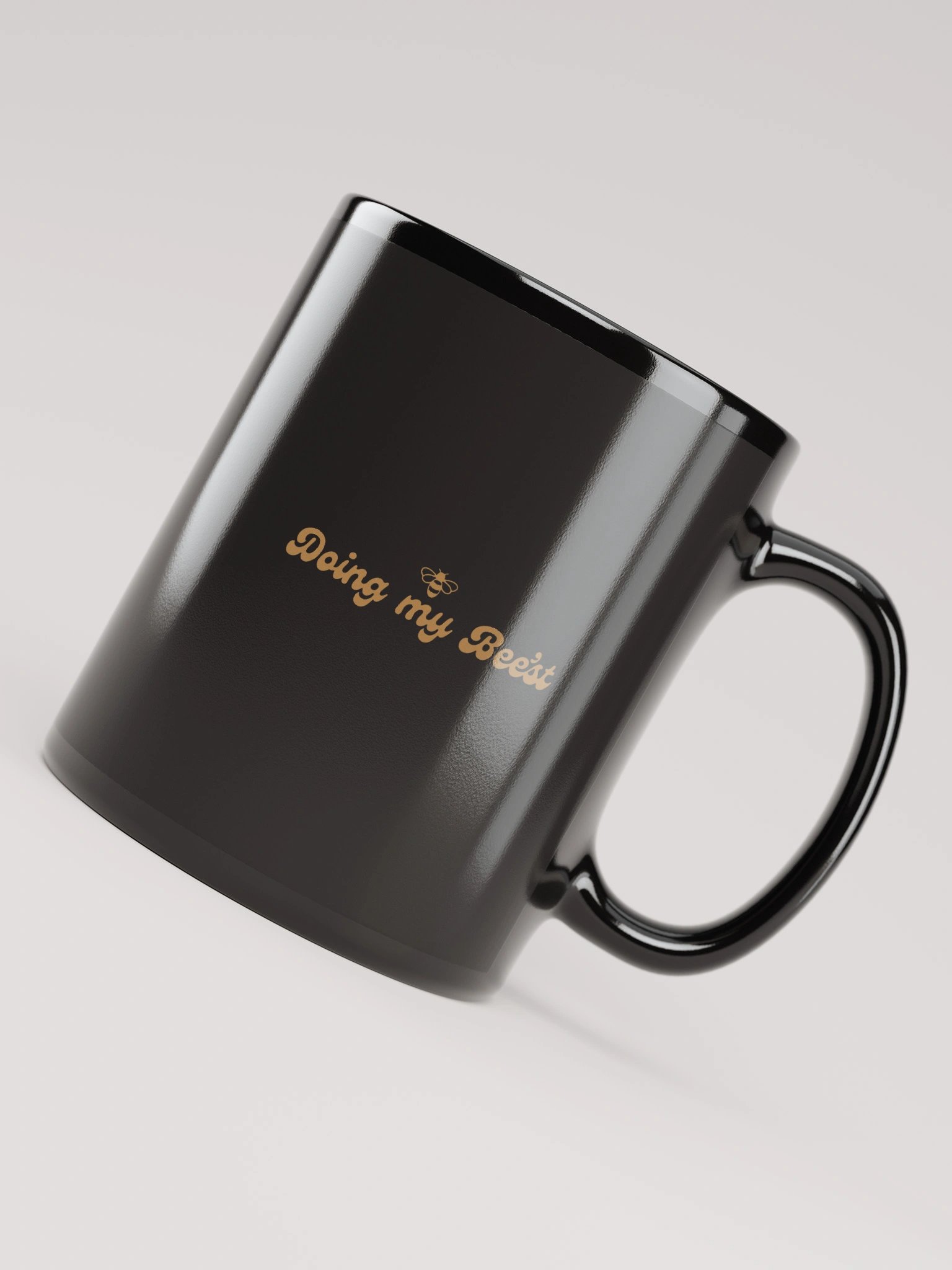 Doing my Beest - Black Mug | yellow print product image (2)