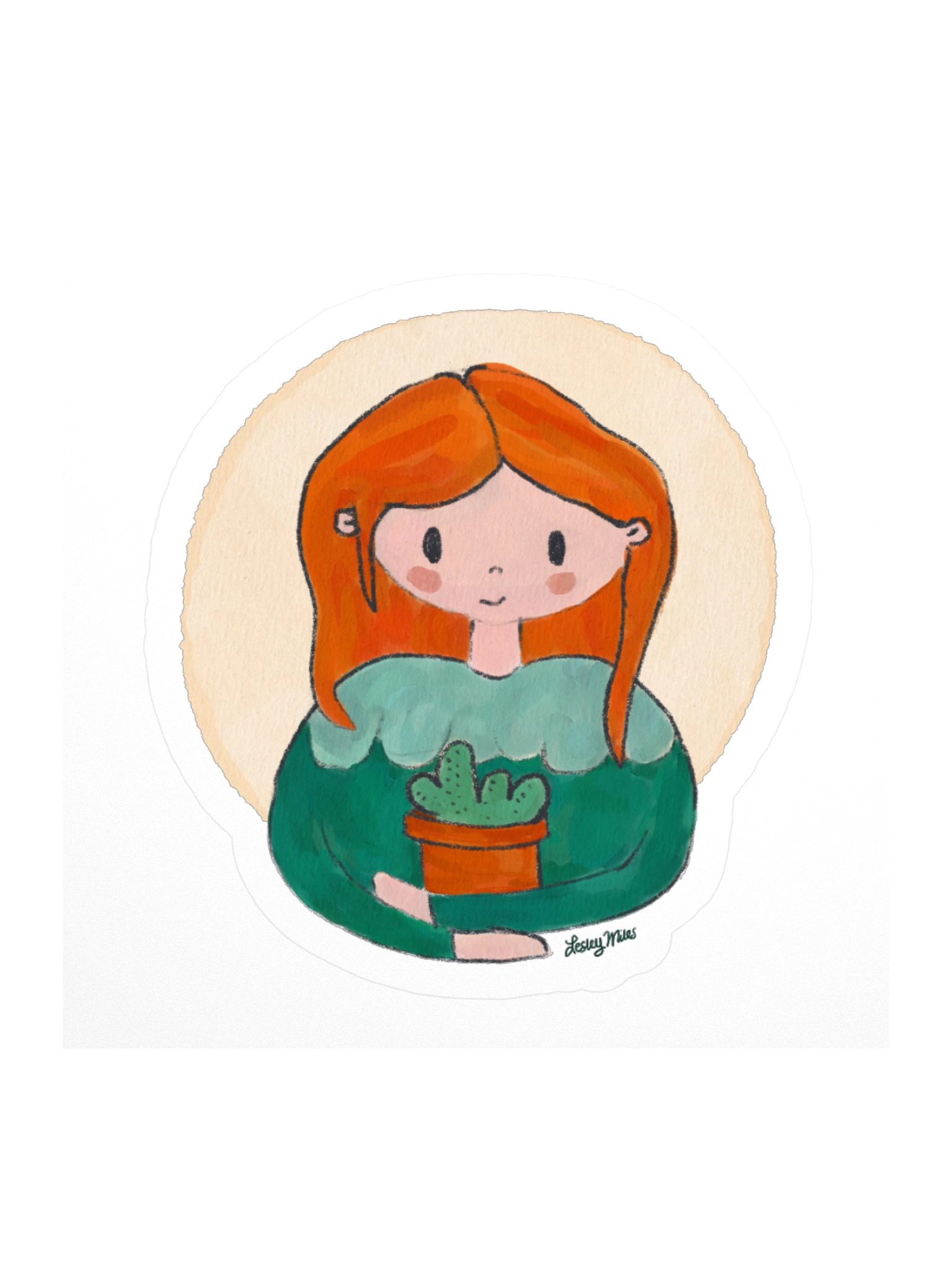 Plant Hugs Redhead Woman Vinyl Sticker product image (2)