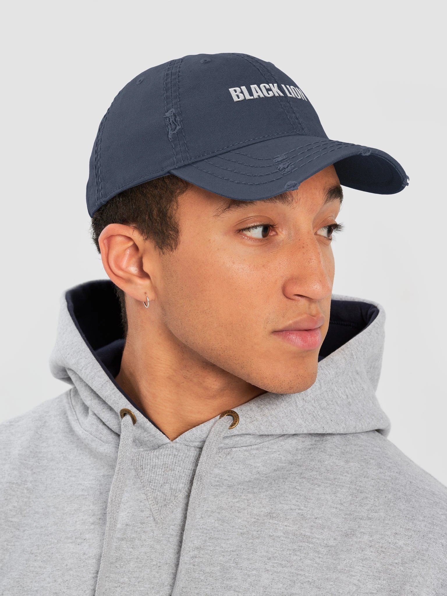 Black Lion Wordmark Distressed Vintage Dad Hat – Embroidered Low-Profile Cotton Cap product image (7)