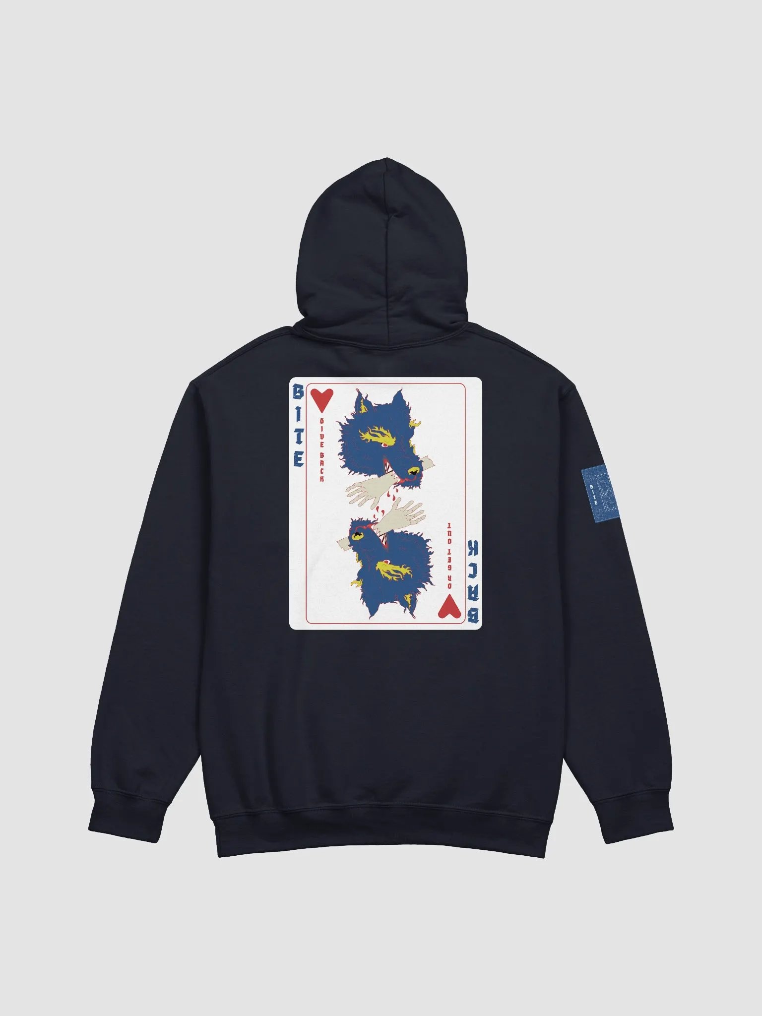 Bite Back blue card hoodie product image (2)