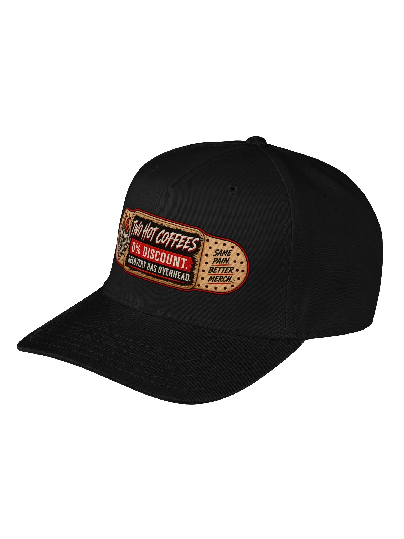 TWO HOT COFFEES™ — 0% DISCOUNT. RECOVERY HAS OVERHEAD. — BASEBALL CAP product image (4)