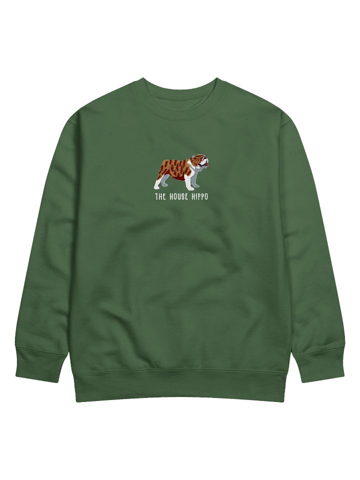 The House Hippo Sweatshirt (Embroidered) of an English Bulldog(Brindle & White) product image (29)