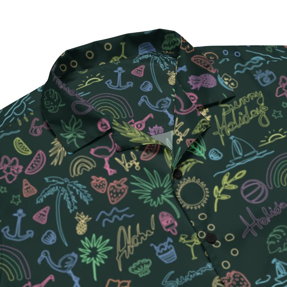 Retro Neon Sunset Palm Trees Hawaiian Shirt product image (2)