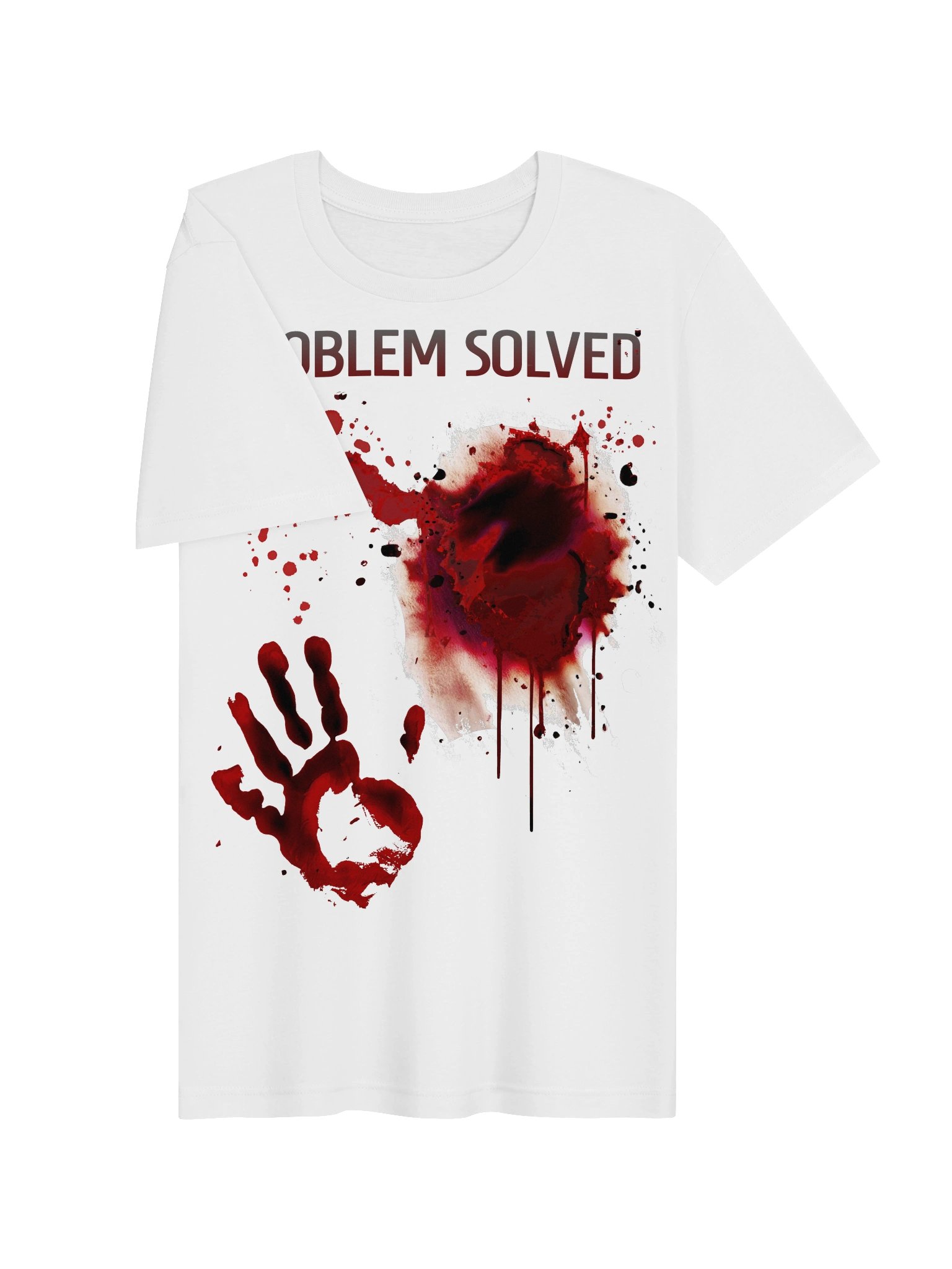 Problem Solved Blood Splatter Shirt – Bloody Handprint Zombie Gore Horror Tee product image (4)