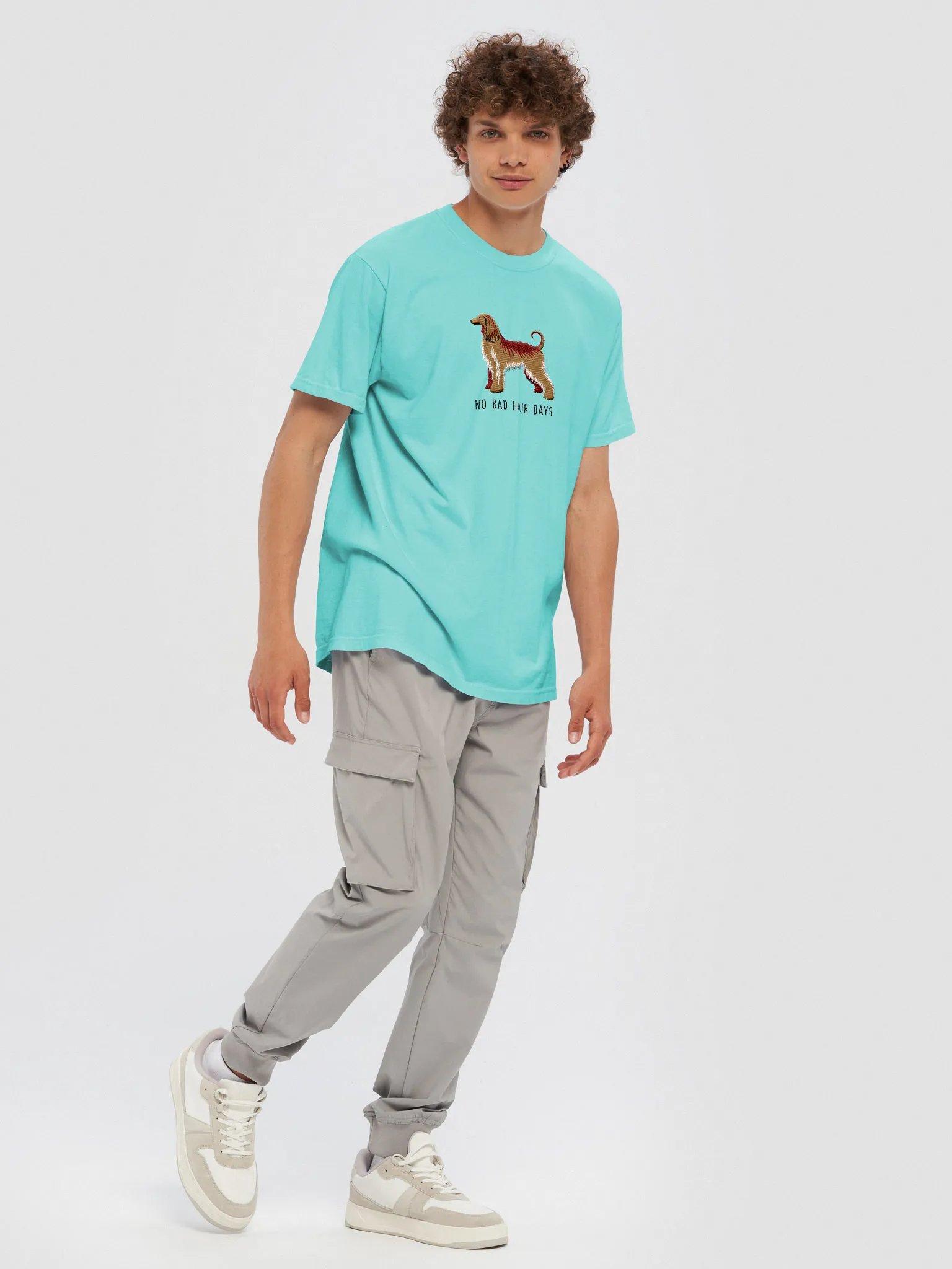 No Bad Hair Days T-Shirt(Embroidered) of an Afghan Hound product image (9)