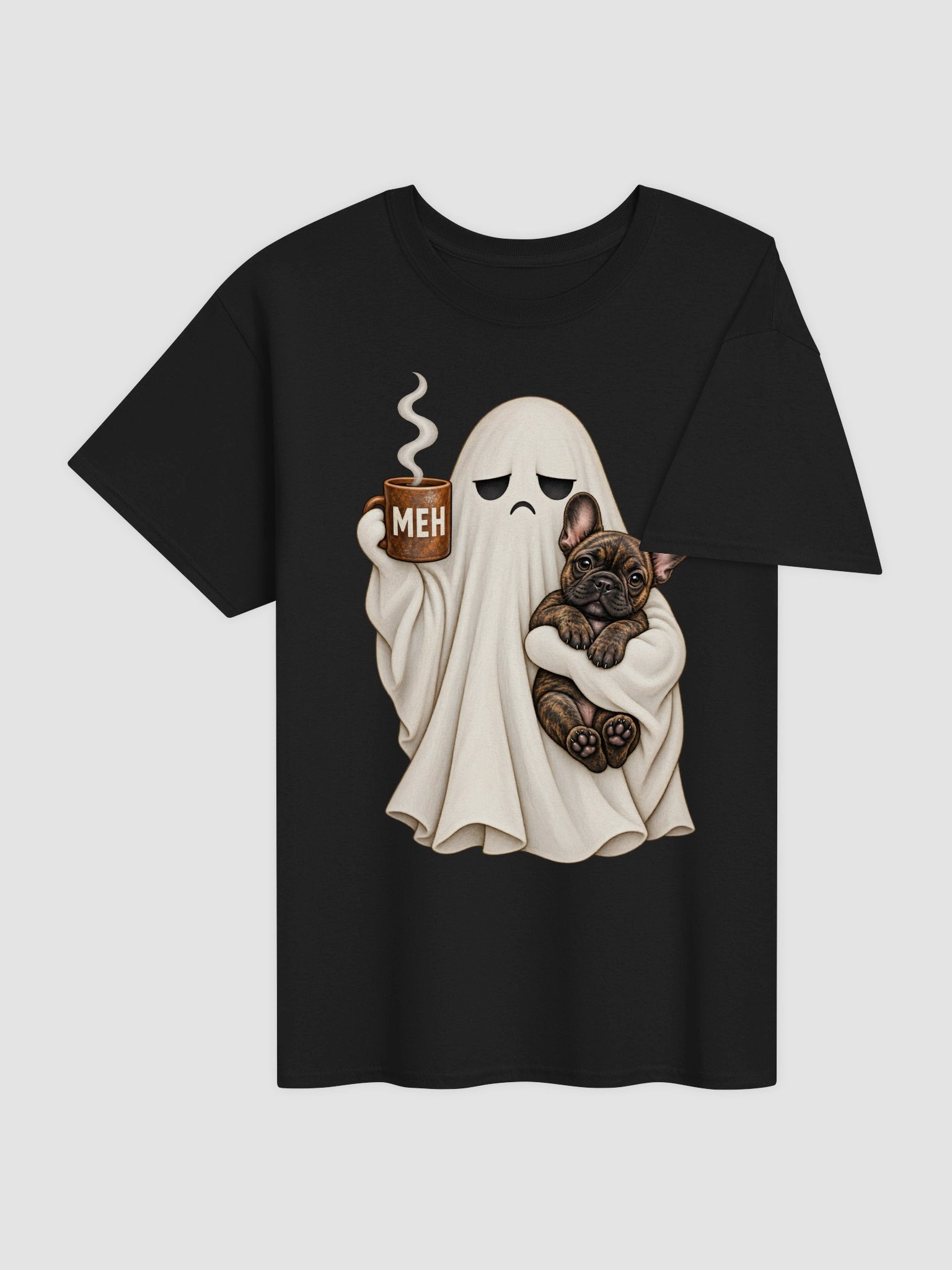 Funny French Bulldog Ghost Halloween Shirt - Cute Meh Coffee Spooky Frenchie Dog T-Shirt product image (4)