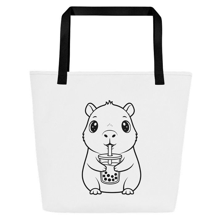 Capybara Drinking Bubble Tea Tote Bag Cute Kawaii Design Animal Boba Reusable Shoulder Bag product image (2)