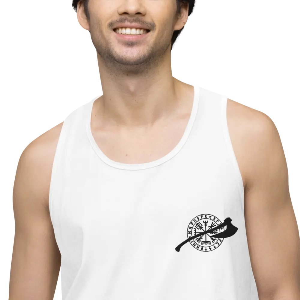 VEGVISIR & AXE - Tank Top Men Black Embroidery product image (1)