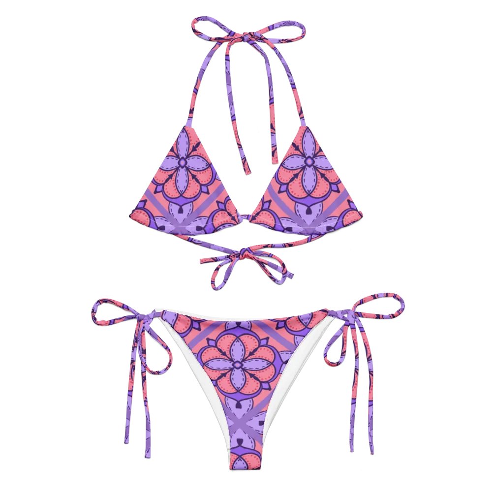 Peach and Lilac Symmetry Pattern String Bikini product image (1)