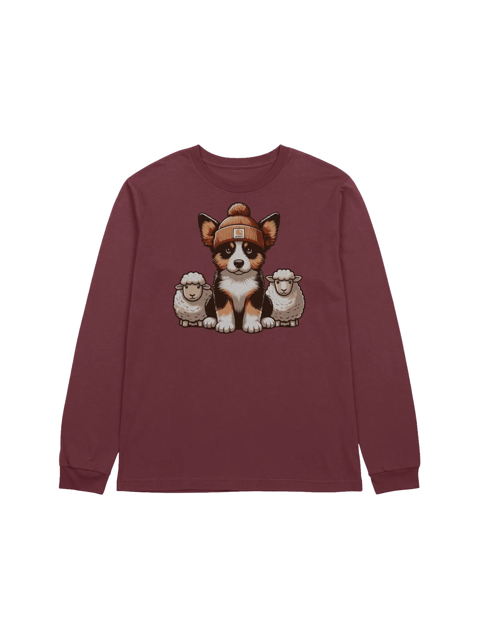 Cute Tricolor Border Collie with Sheep Long Sleeve T-Shirt product image (1)