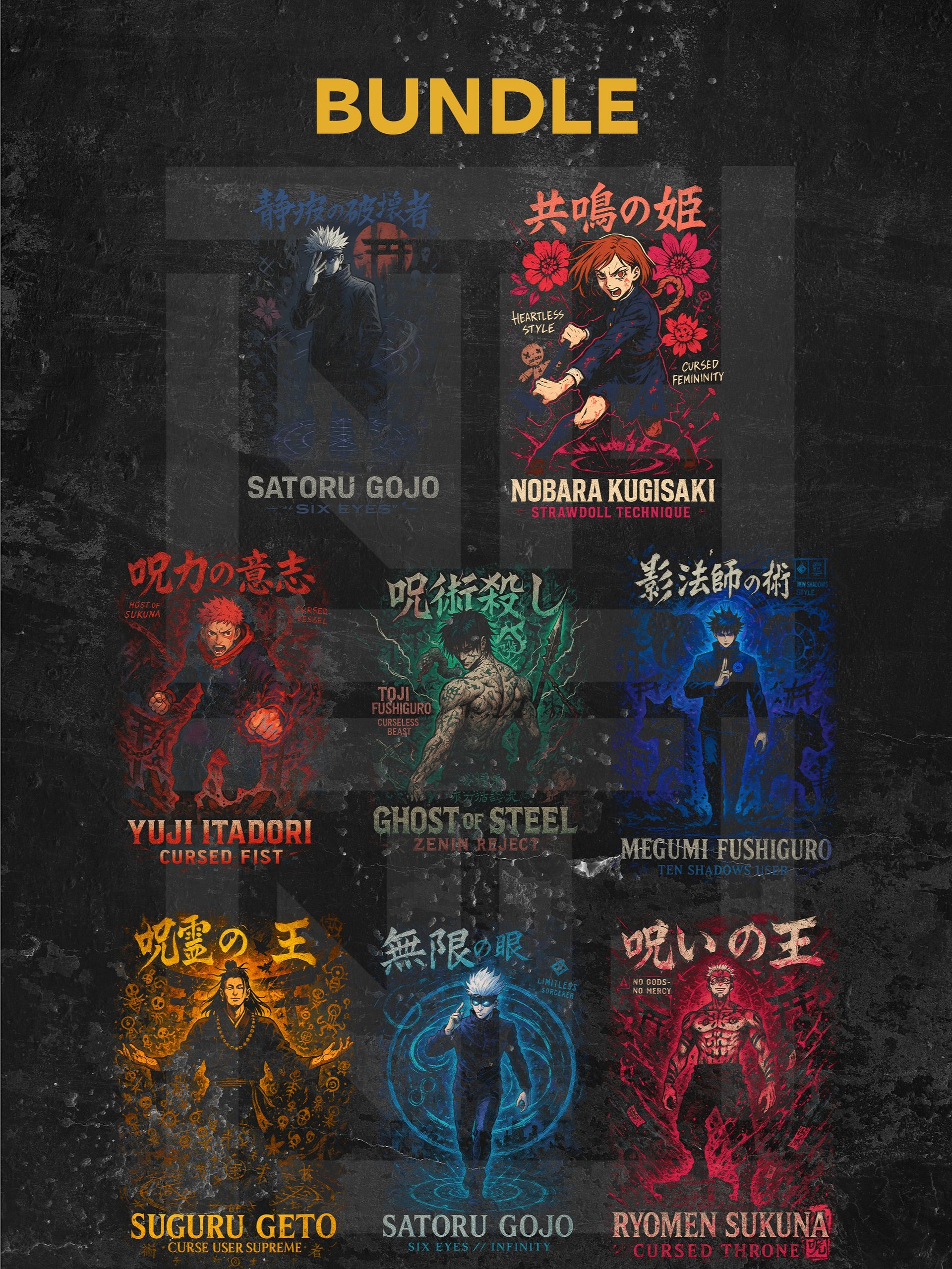 8-Piece Jujutsu Kaisen T-Shirt PNG Bundle product image (1)