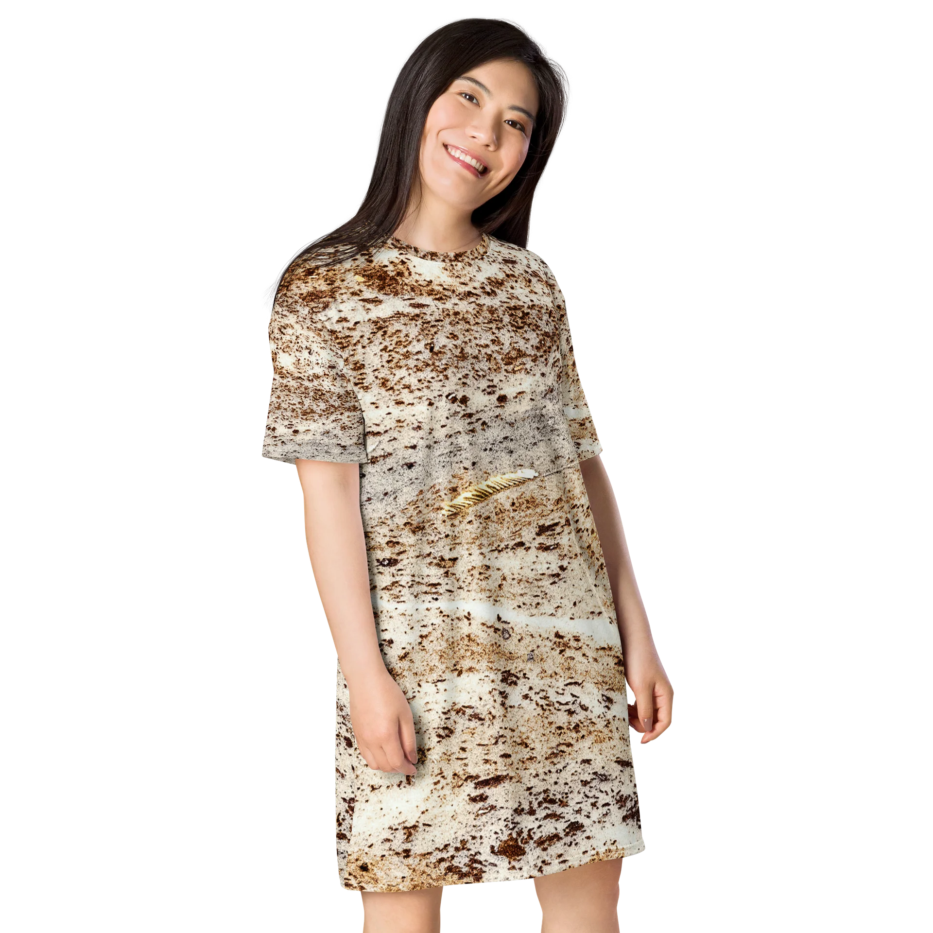 Espresso Swirl Women's All-Over Print Roasted Mocha T-Shirt Dress product image (4)