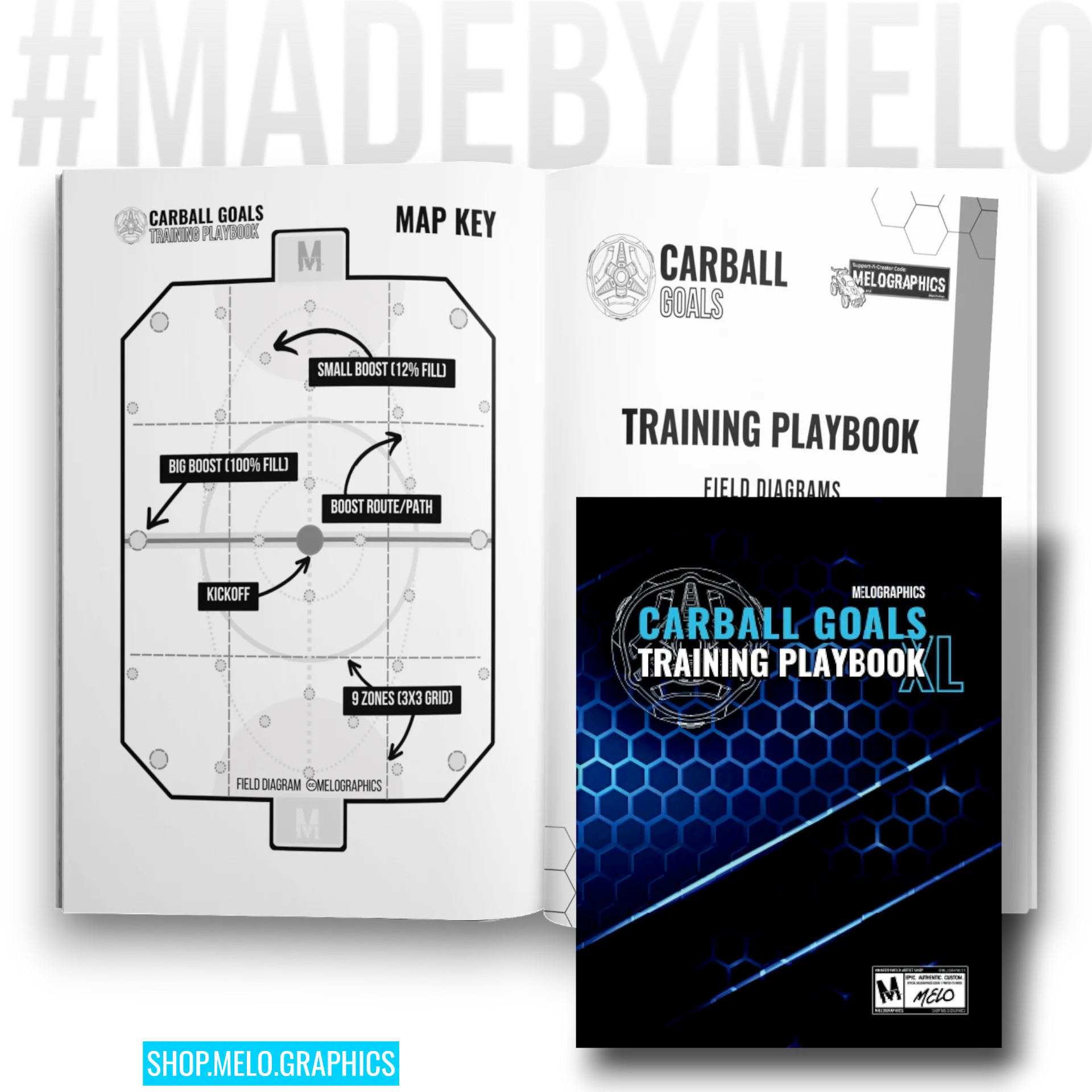 Carball Goals Training Playbook: Rocket League Training & Strategy - Notebook | #MadeByMELO product image (2)
