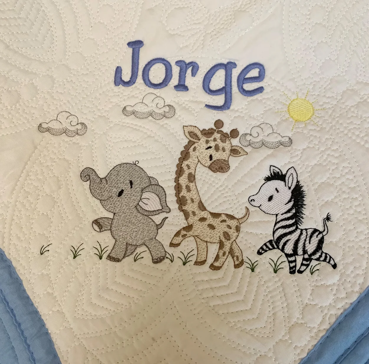 Walking Safari Animals Baby Quilted Heirloom Blanket product image (1)