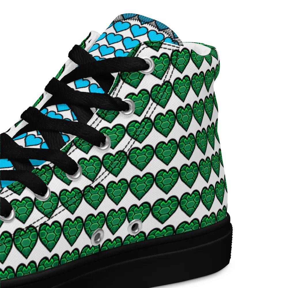 Ninja Teal Heart Women's High Top Canvas Shoes product image (5)