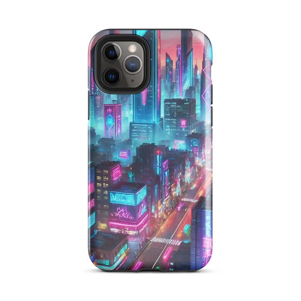 Neon Metropolis iPhone Tough Case - Futuristic Cityscape Design product image (2)