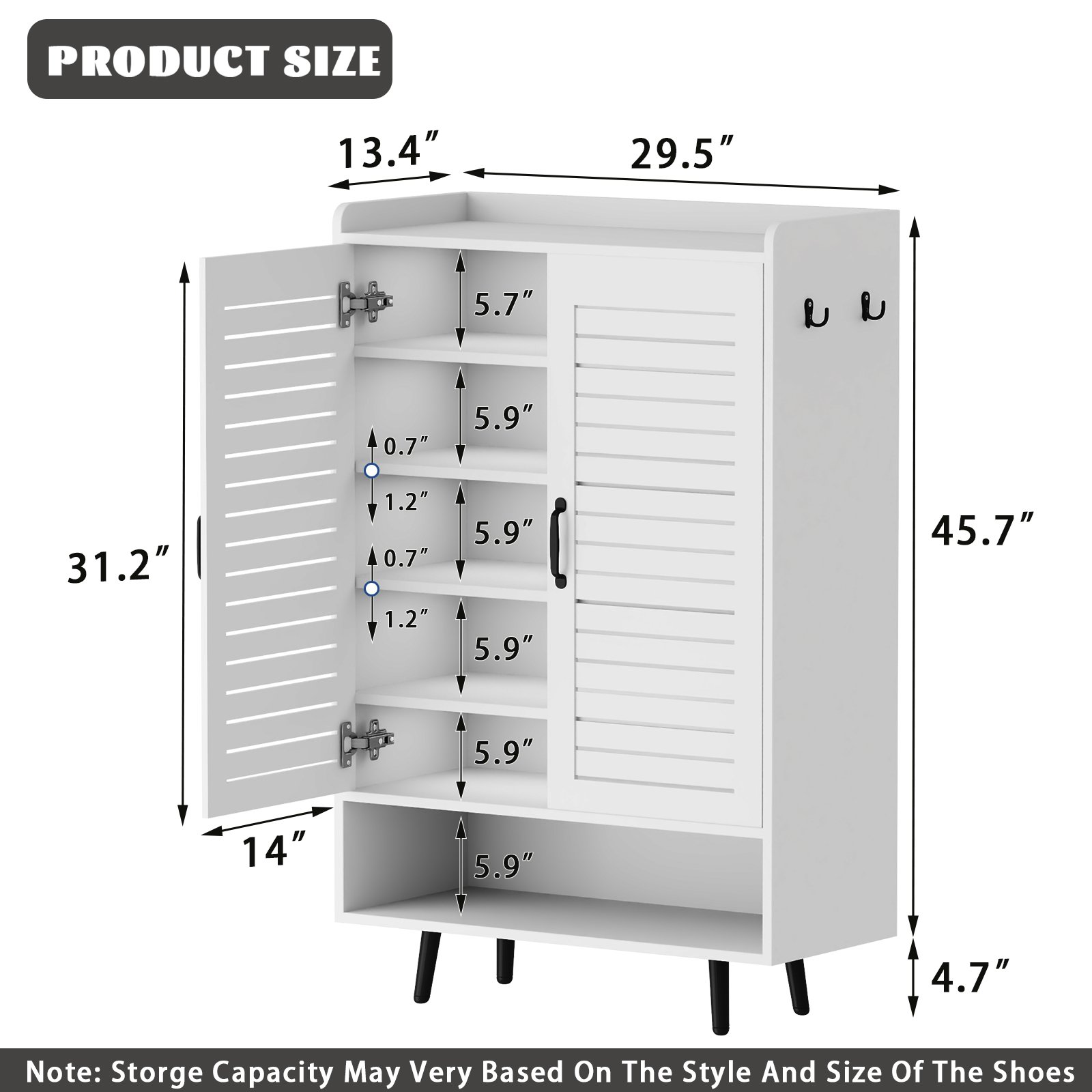 7 Tier Shoe Cabinet with Doors Shoe Storage Cabinet with Adjustable Shelves,50" Large Wooden Shoe Cabinet Storage for Closet, Shoe Organizer for Entryway, Hallway, White product image (8)
