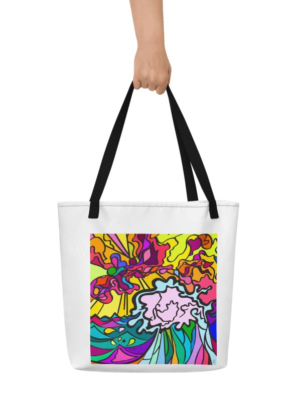 Vibrant Swirls All-Over Tote Bag – Wave at Sunset product image (1)