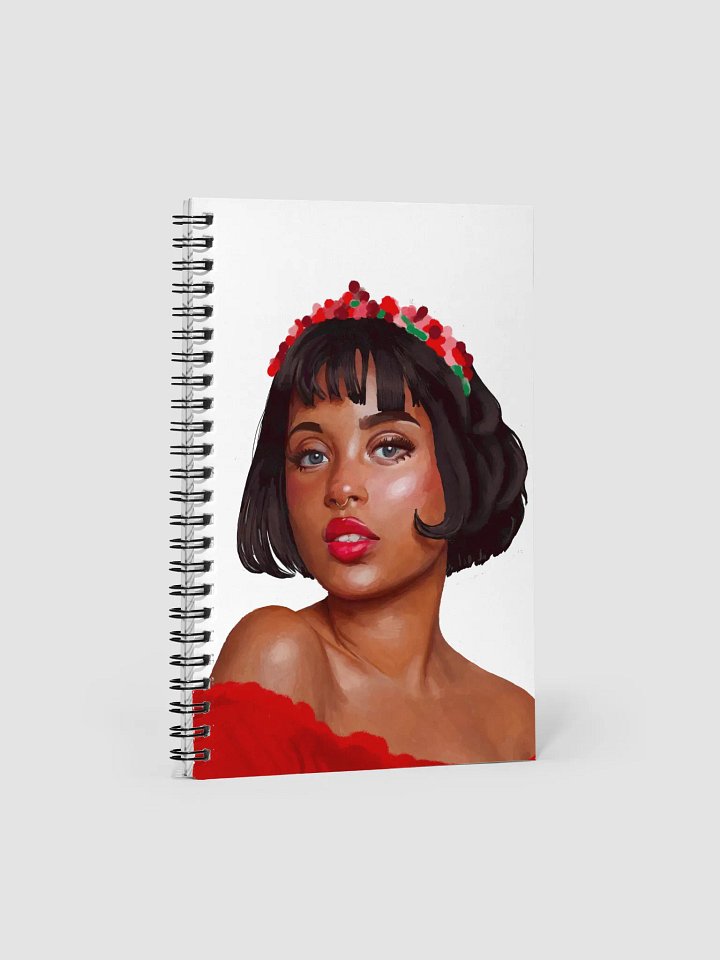 Floral Tiara Woman Notebook – Bold Red Cover Art Journal product image (1)