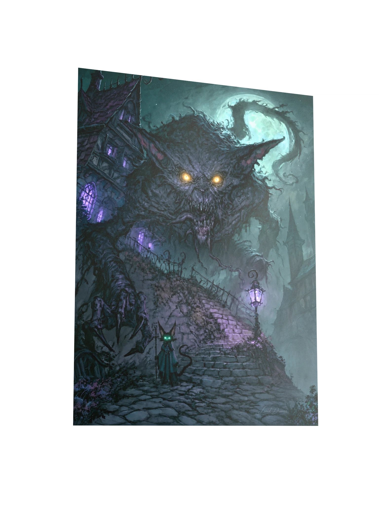 Moonlit Black Cat Art Print — The Cat at the Edge of Midnight product image (3)
