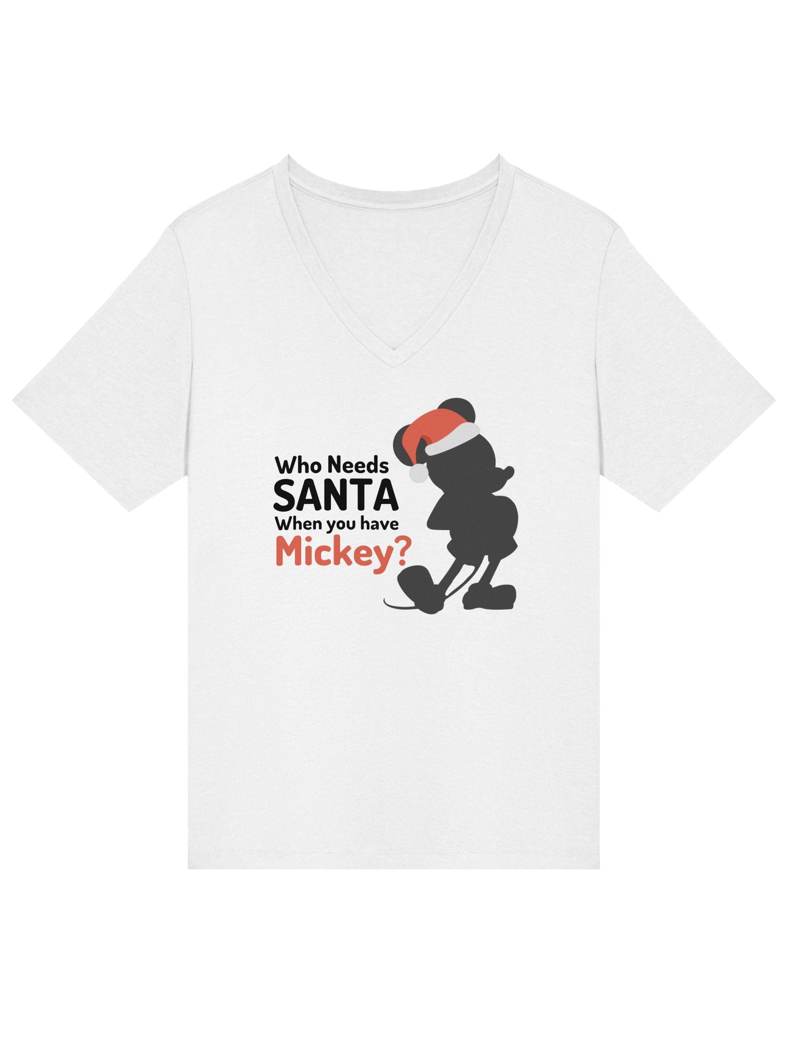 White Disney Who Needs Santa Womens V-Neck Tee product image (1)