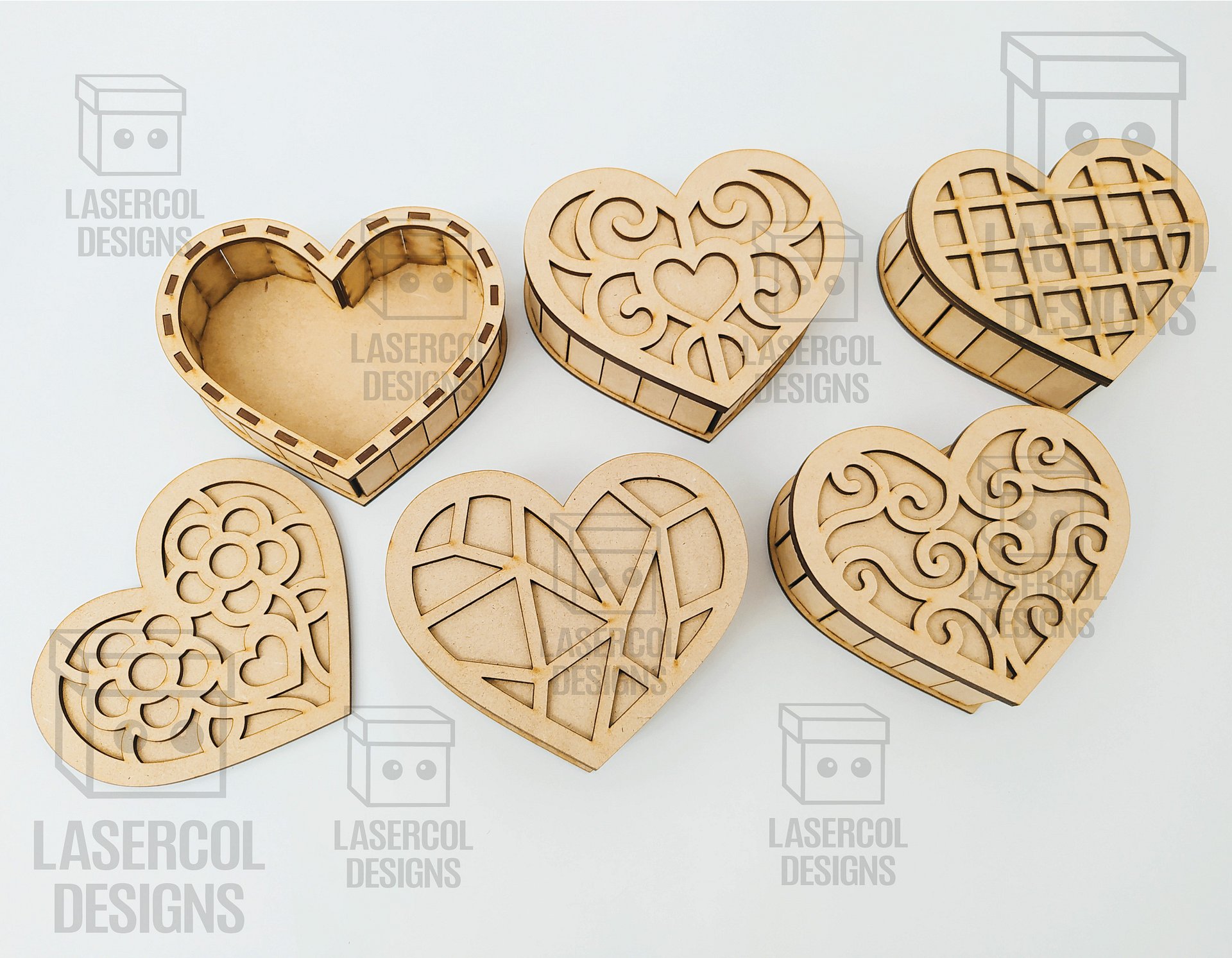 Heart Shaped Boxes Bundle - Laser Cut Files product image (9)