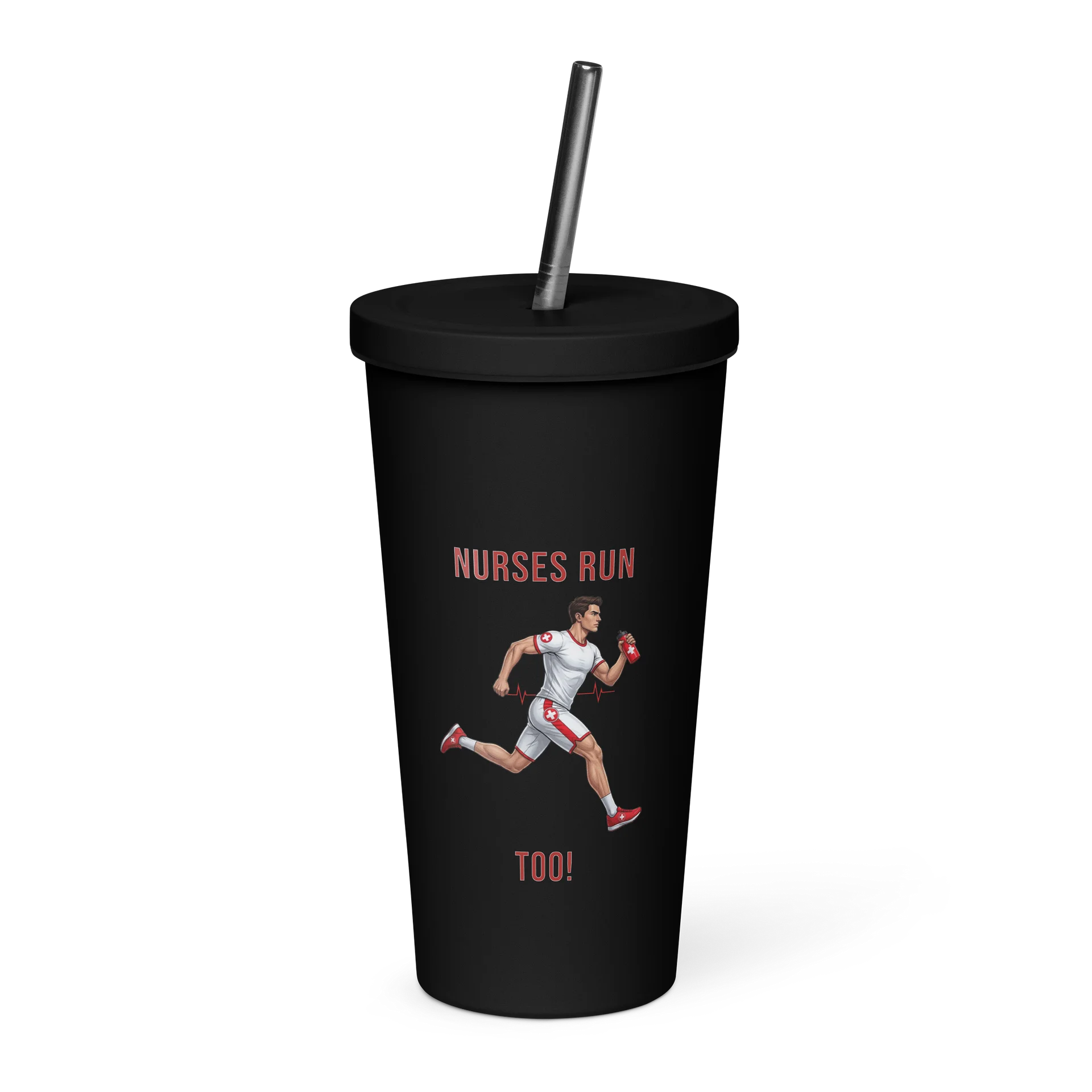 Nurse Athlete Tumbler with Straw | Mens Running Edition product image (3)
