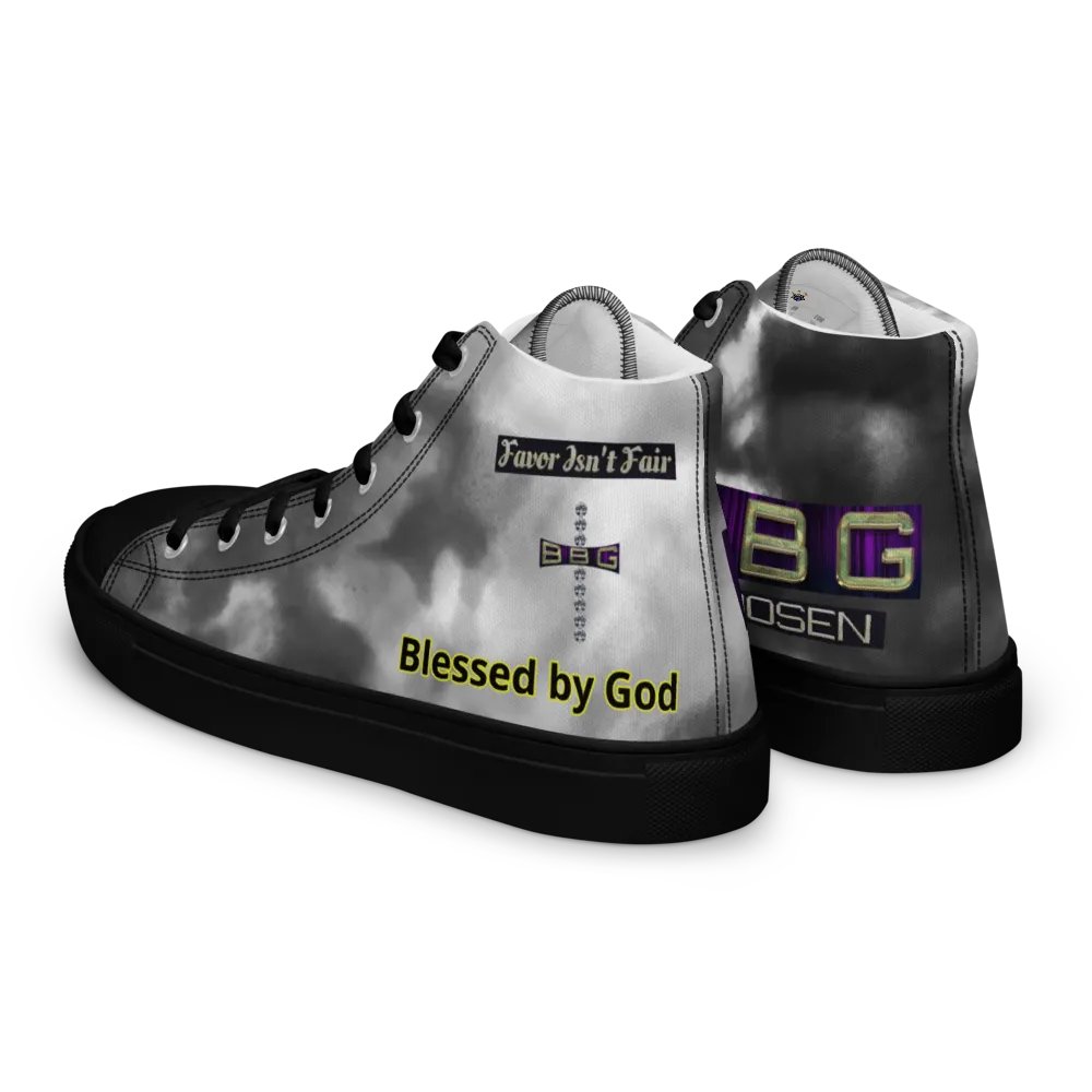 Diamond Cross Black Watercolor High Tops - Black Soles product image (3)