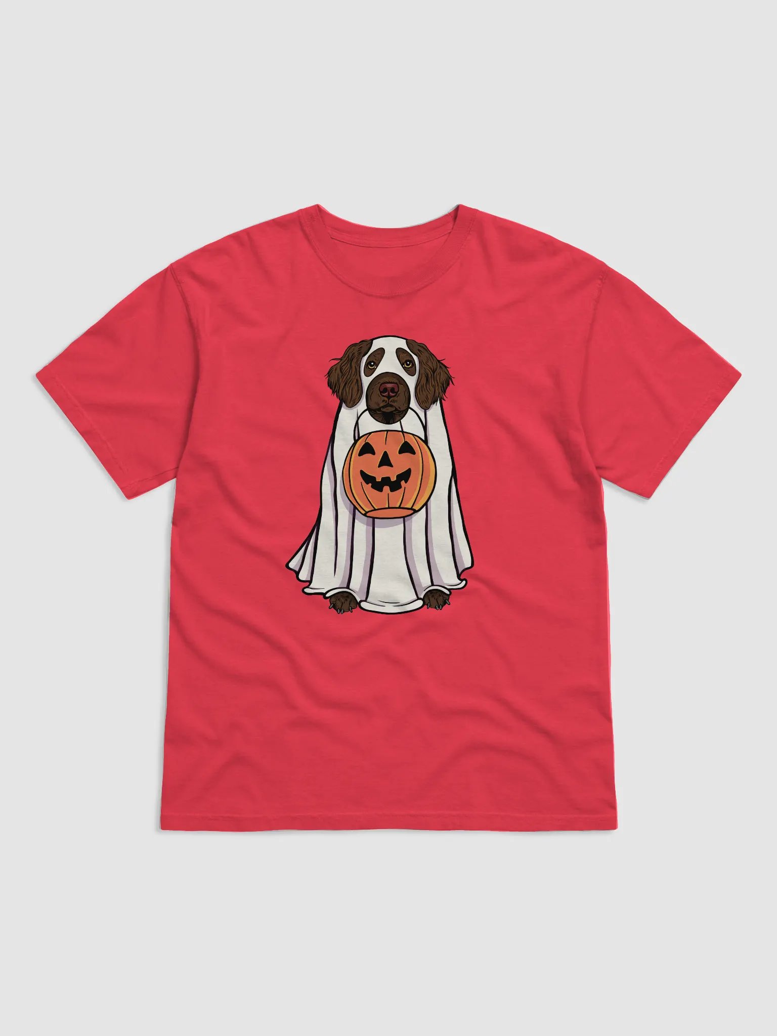 Funny Halloween Boykin Spaniel T-Shirt | Funny Boykin Spaniel Wearing a Ghost Costume and Holding a Pumpkin Basket product image (1)