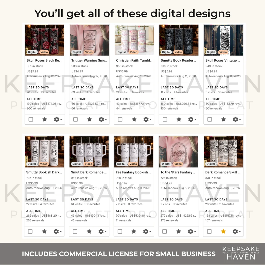 Top 30 Best Selling Dark Romance Romantasy Reader Bundle Book Box Designs PNG SVG, Tumbler Wrap Clipart Bookmark Sublimation DTF Instant Download product image (3)