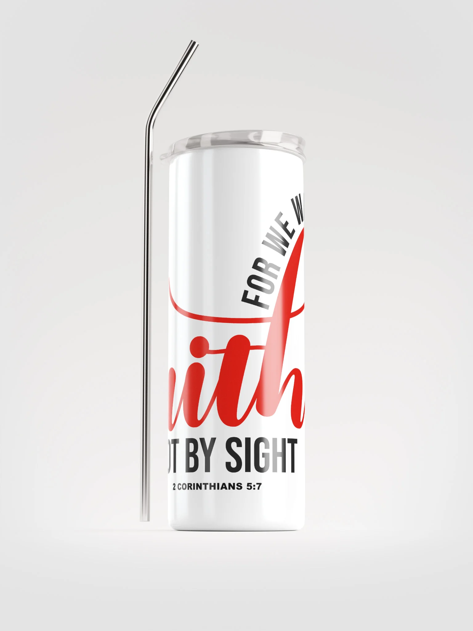 Walk by Faith 20 oz Stainless Steel Tumbler – Scripture-Inscribed, Sleek & Spill-Resistant product image (1)