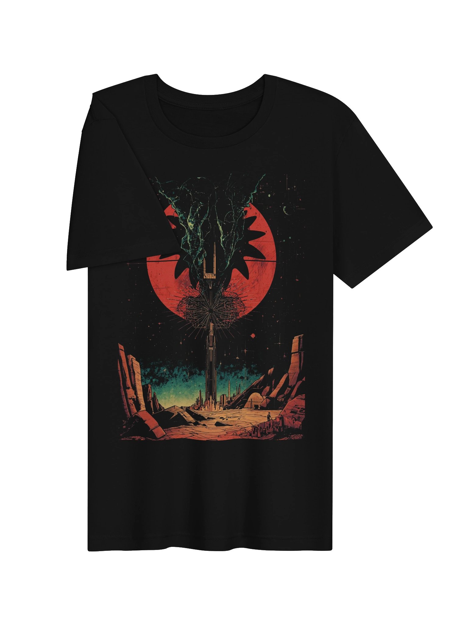 Retro-Futurist Eclipse Tower Lightweight T-Shirt product image (6)
