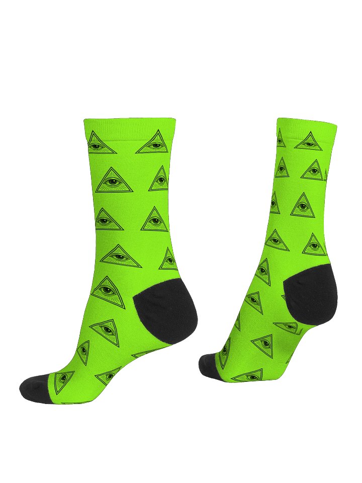 All Seeing Eye Illuminati Conspiracy Theory Lime Green Eco Friendly Crew Socks product image (2)