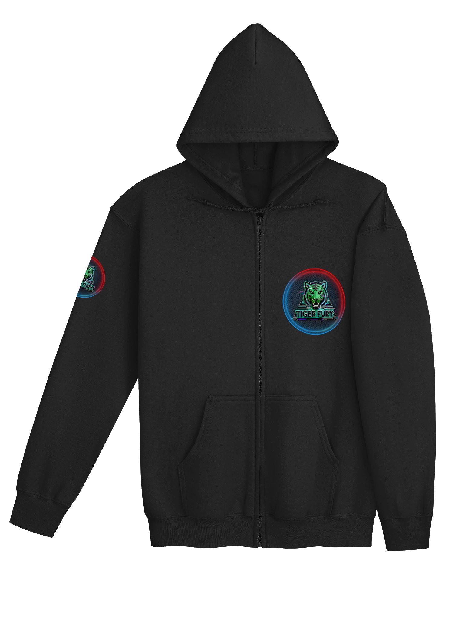 Tiger Fury Neon Glitch Zip Hoodie product image (44)