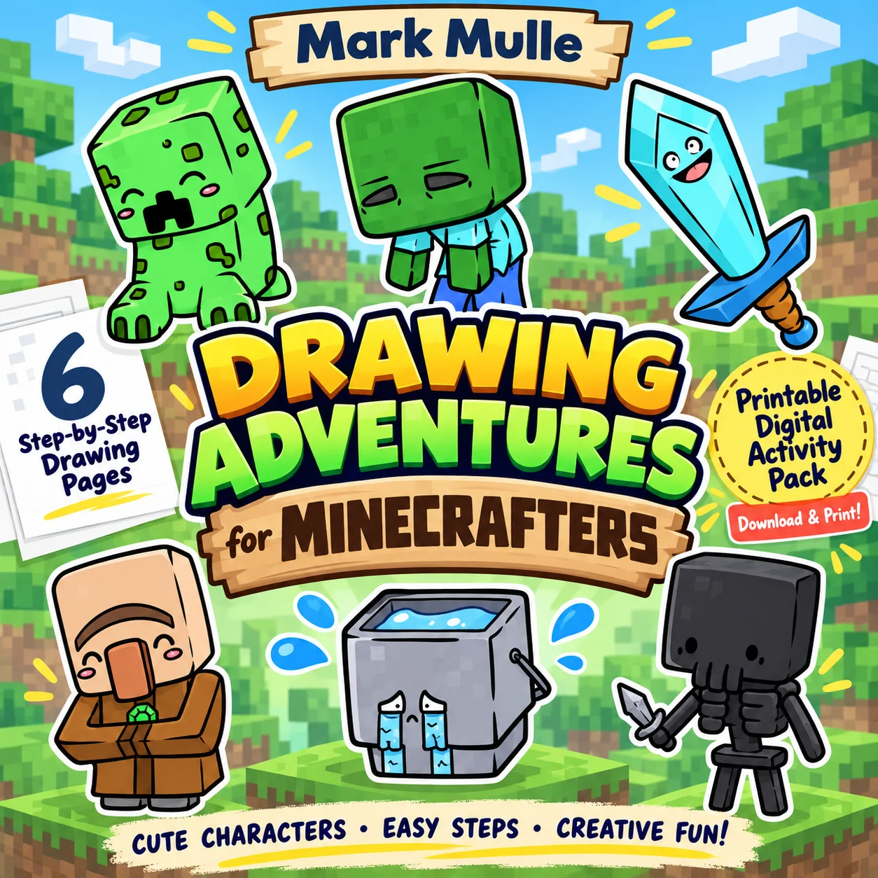 Drawing Adventures for Minecrafters: 6 Step-by-Step Drawing Pages Set 1 product image (1)