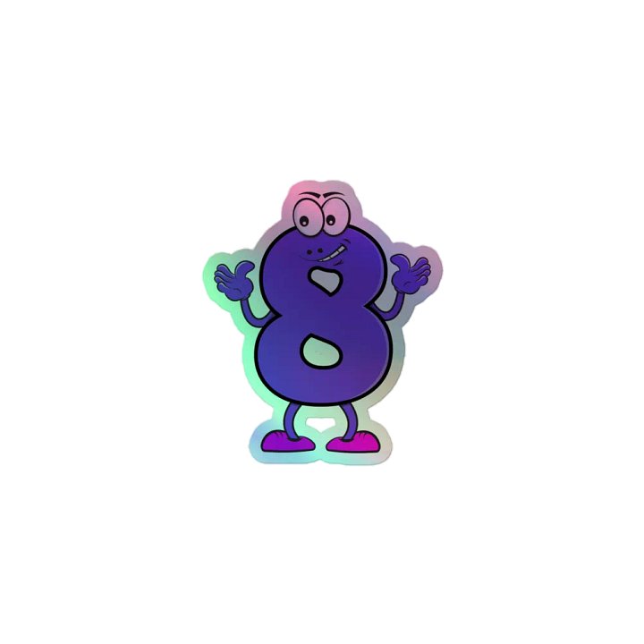 Playful Purple Number 8 Holographic Stickers product image (1)