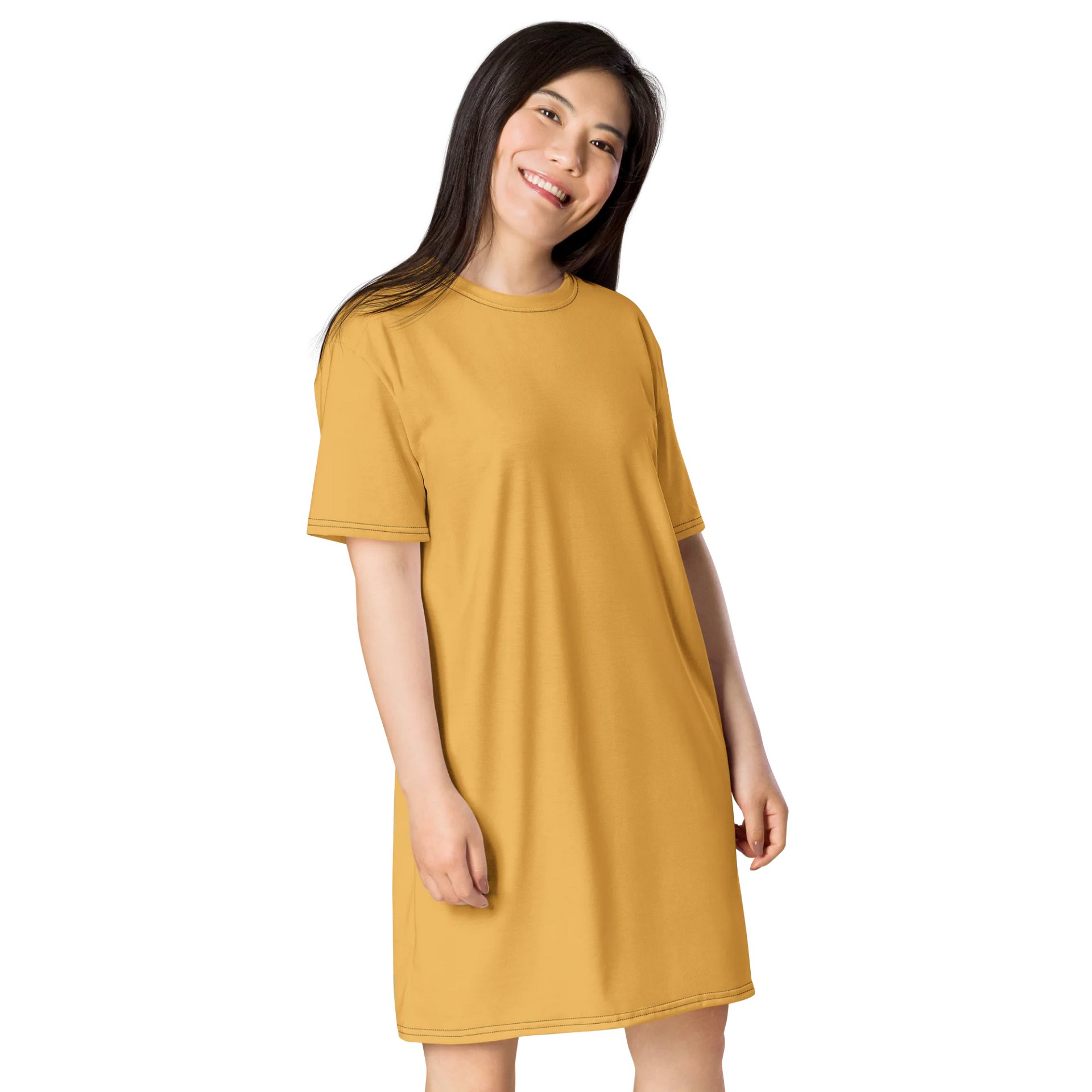 Harvest Gold Oversized T-Shirt Dress | Stretchy Fabric | Casual or Formal Style | Sizes 2XS-6XL | Exclusive Design product image (4)