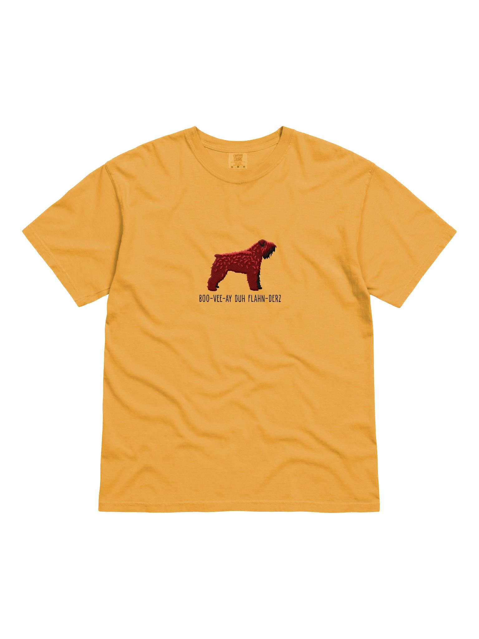 Boo-Vee-Ay Duh Flahn-Derz T-Shirt(Embroidered) of a Bouvier des Flandres(Red) product image (4)