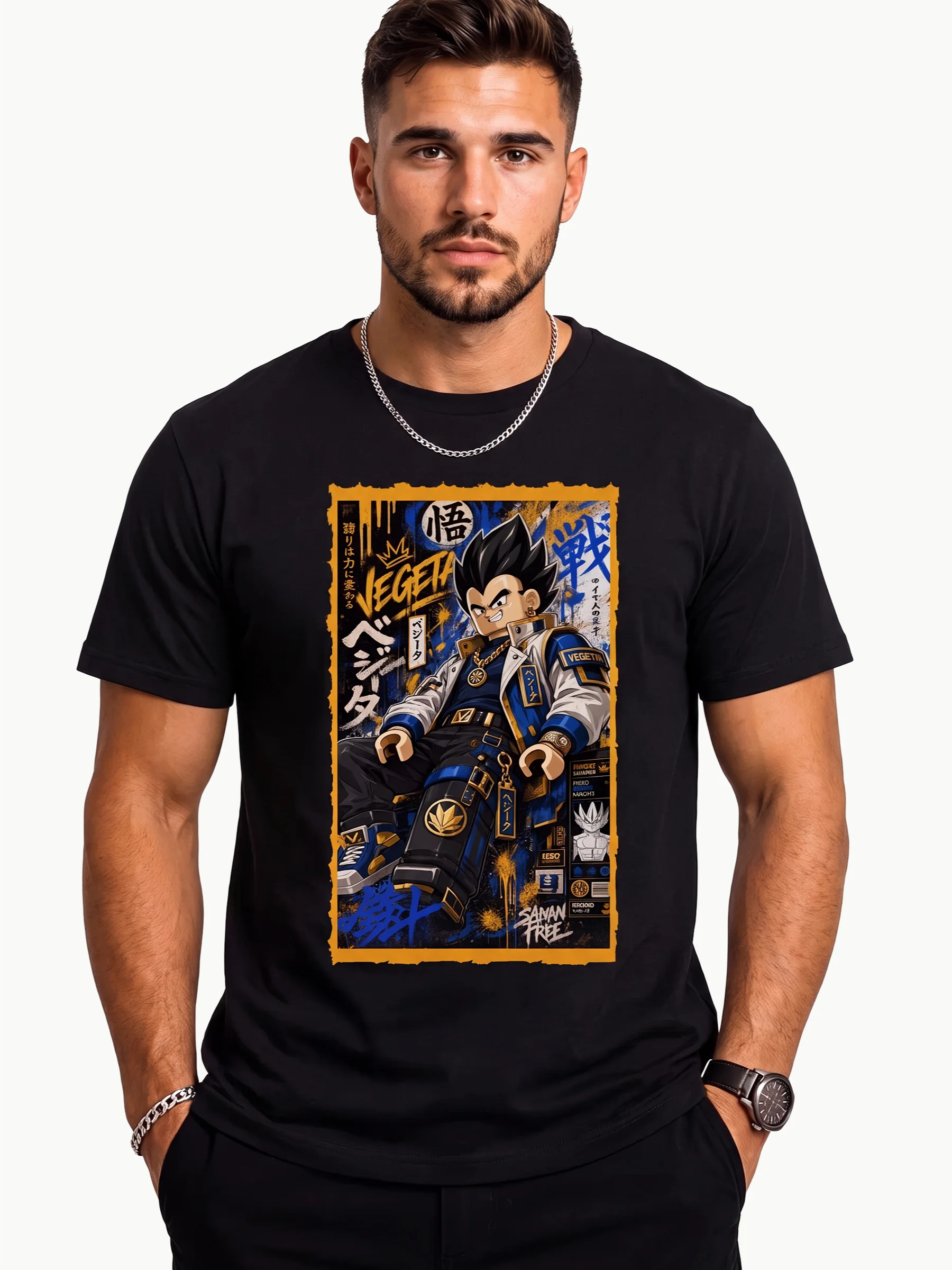 Streetwear Vegeta Lego-Style Saiyan Pride Graffiti Tee product image (1)