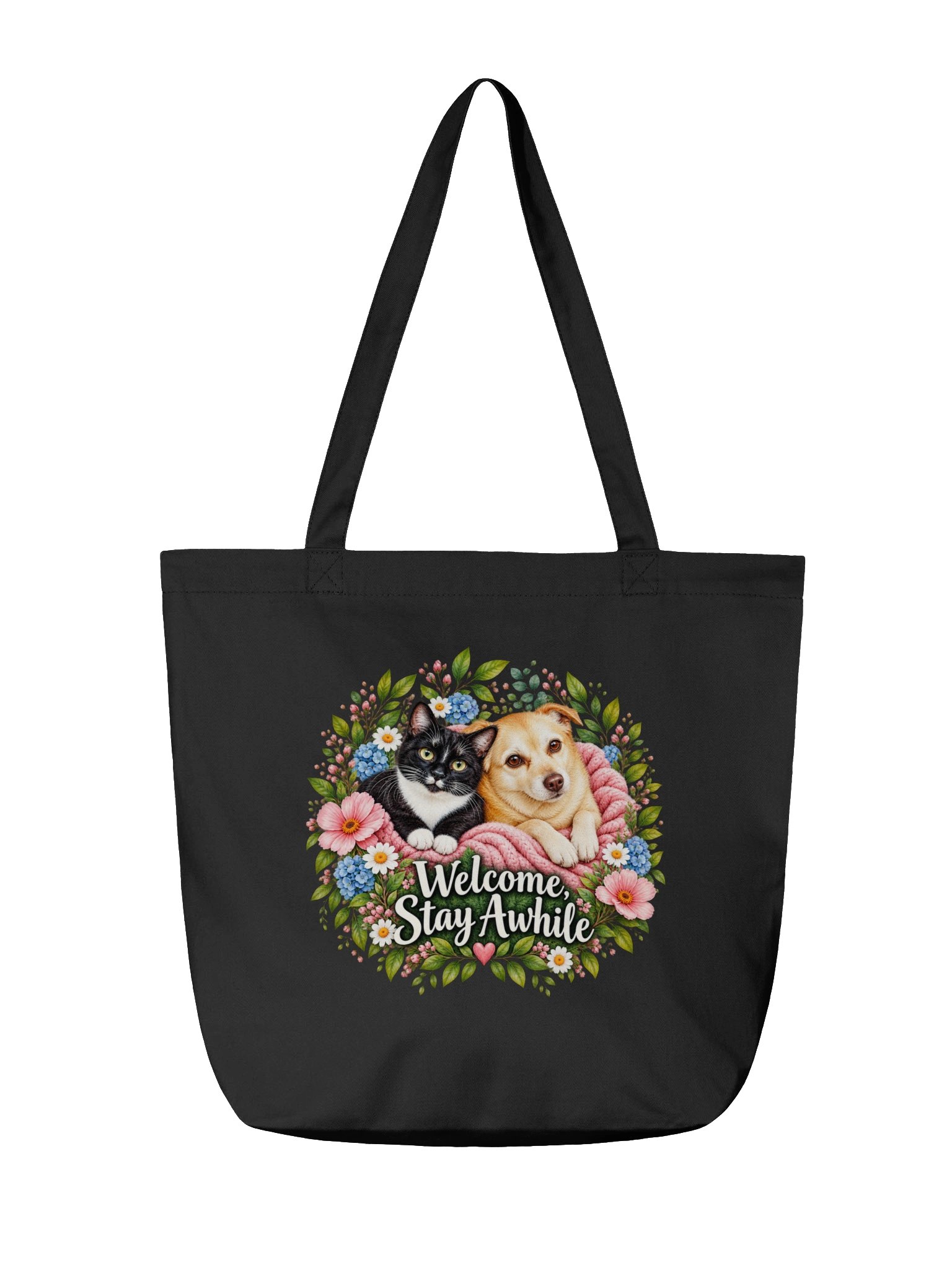 Welcome, Stay Awhile Floral Cat & Dog Tote Bag product image (3)