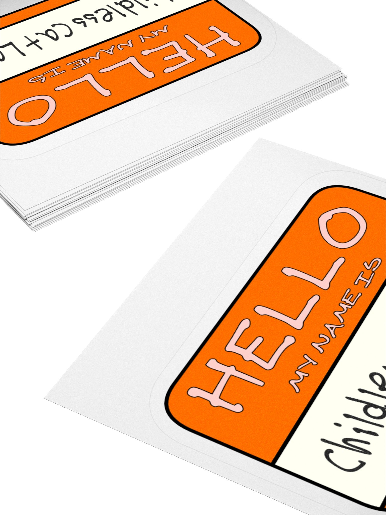 "Hello My Name is: Childless Cat Lady" Orange Vinyl Sticker product image (6)