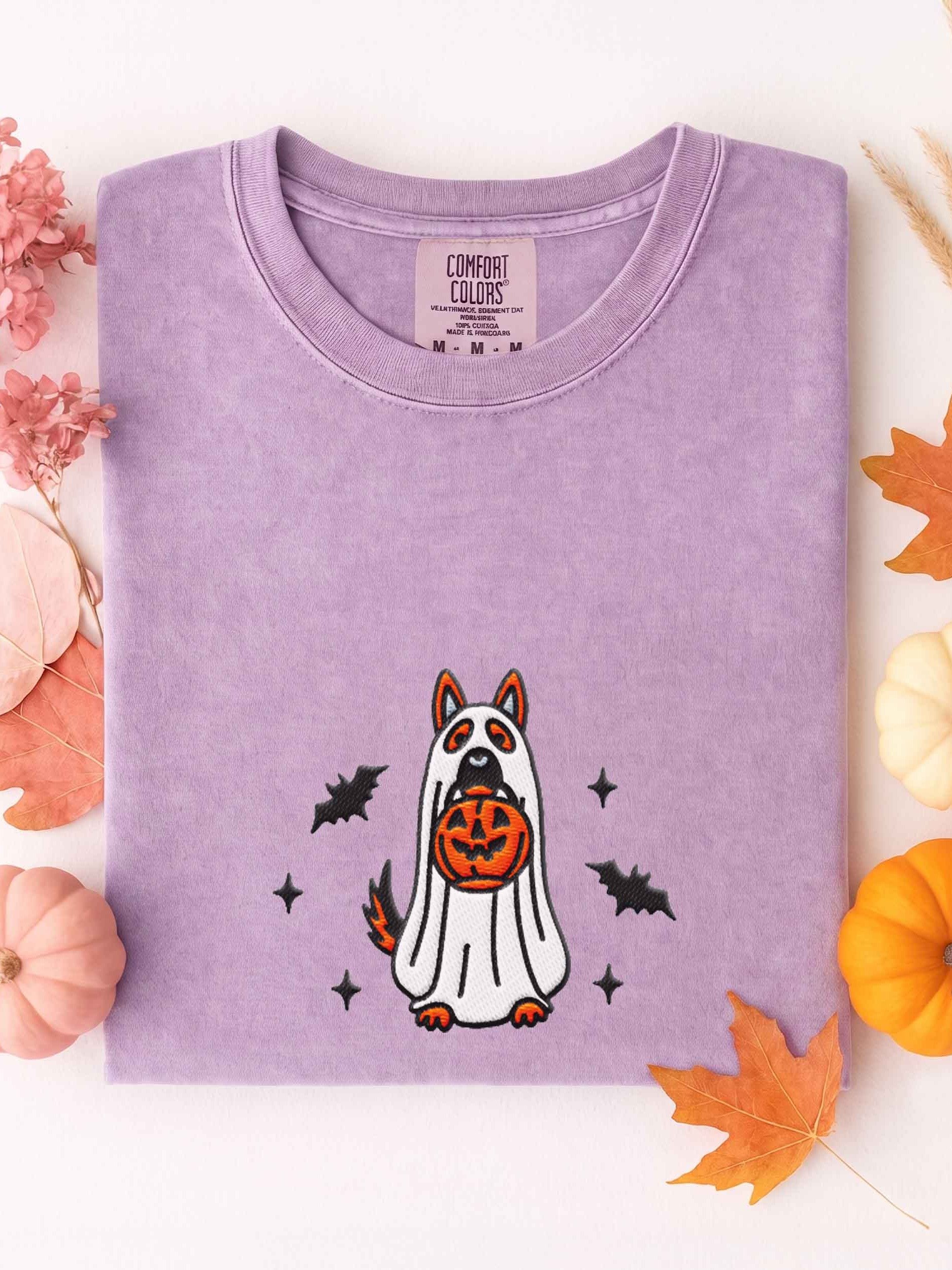 Halloween German Shepherd(Red) Embroidered T-Shirt product image (1)