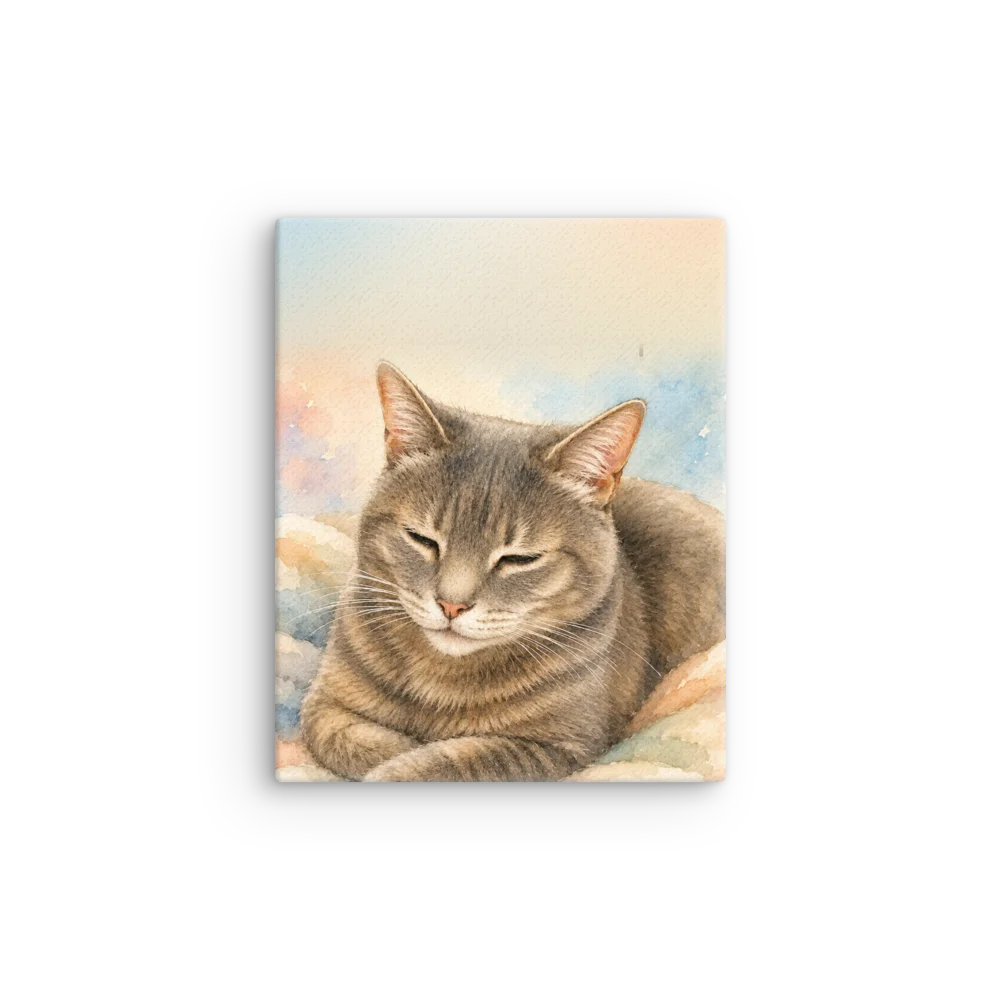 Peaceful Sleeping Tabby Cat Canvas Wall Art product image (1)